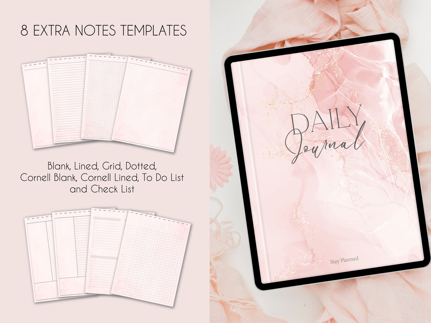 Daily Journal + Watercolor & Gold Stickers
