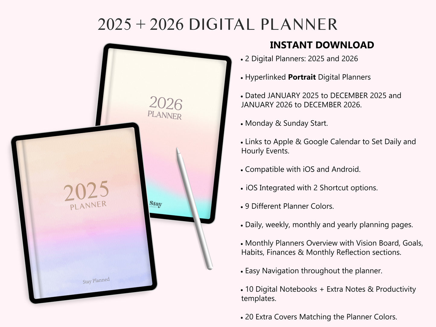 BUNDLE Digital Planner 2025 + 2026 (Inglés)