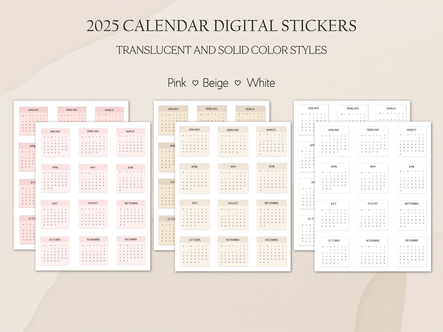 Calendar Stickers 2025