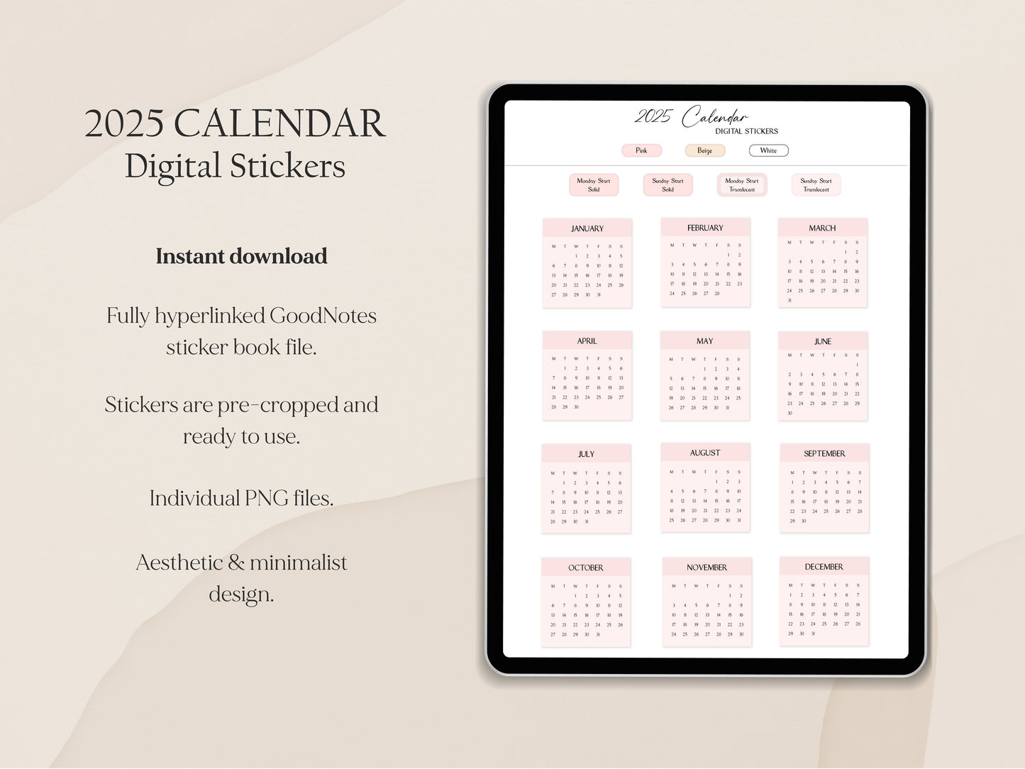 Calendar Stickers 2025