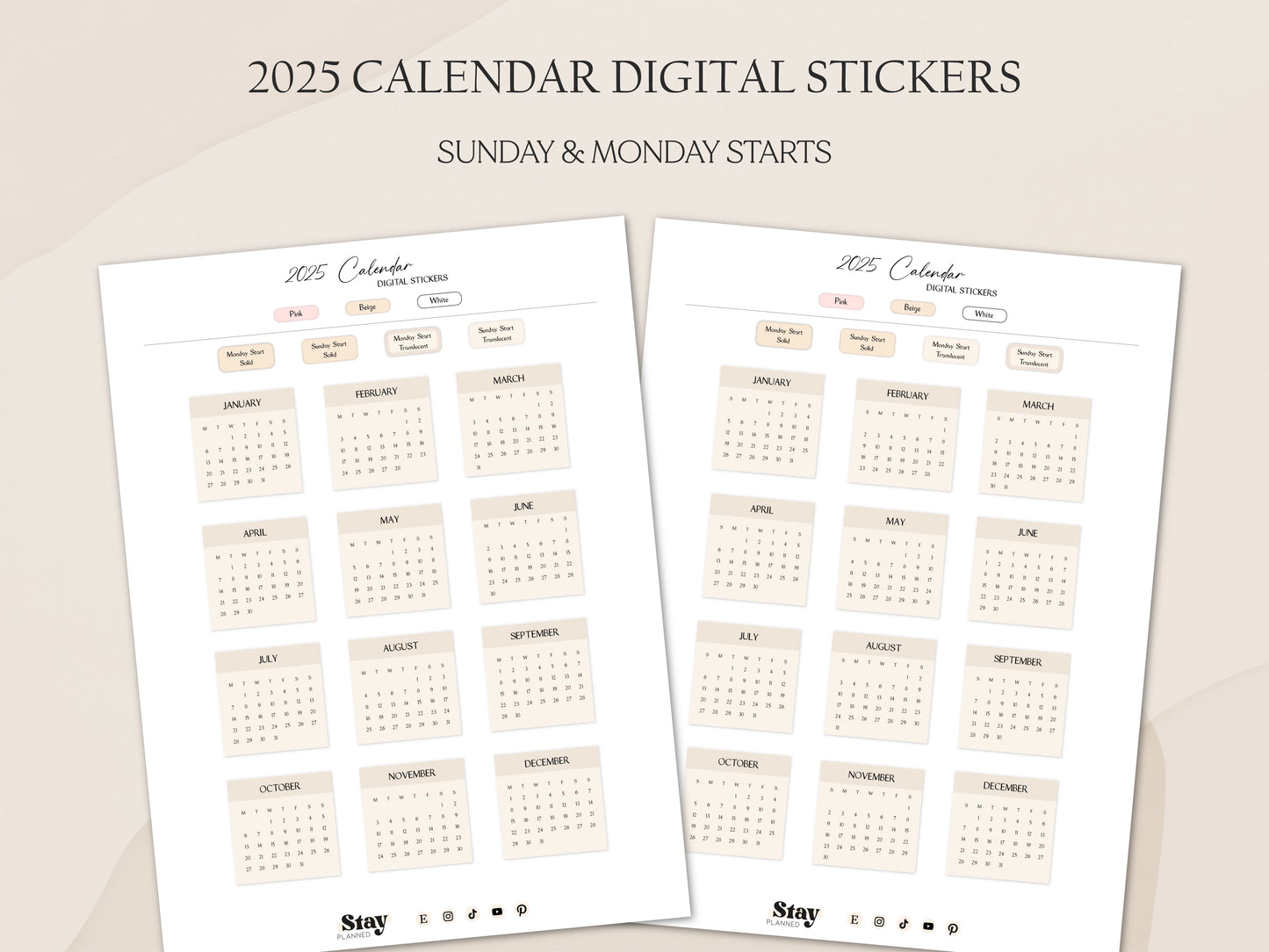 Calendar Stickers 2025