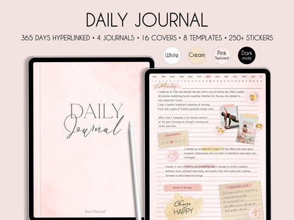 Daily Journal + Watercolor & Gold Stickers