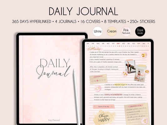 Daily Journal + Watercolor & Gold Stickers