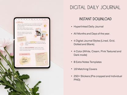 Daily Journal + Watercolor & Gold Stickers
