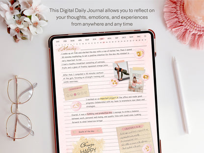 Daily Journal + Watercolor & Gold Stickers