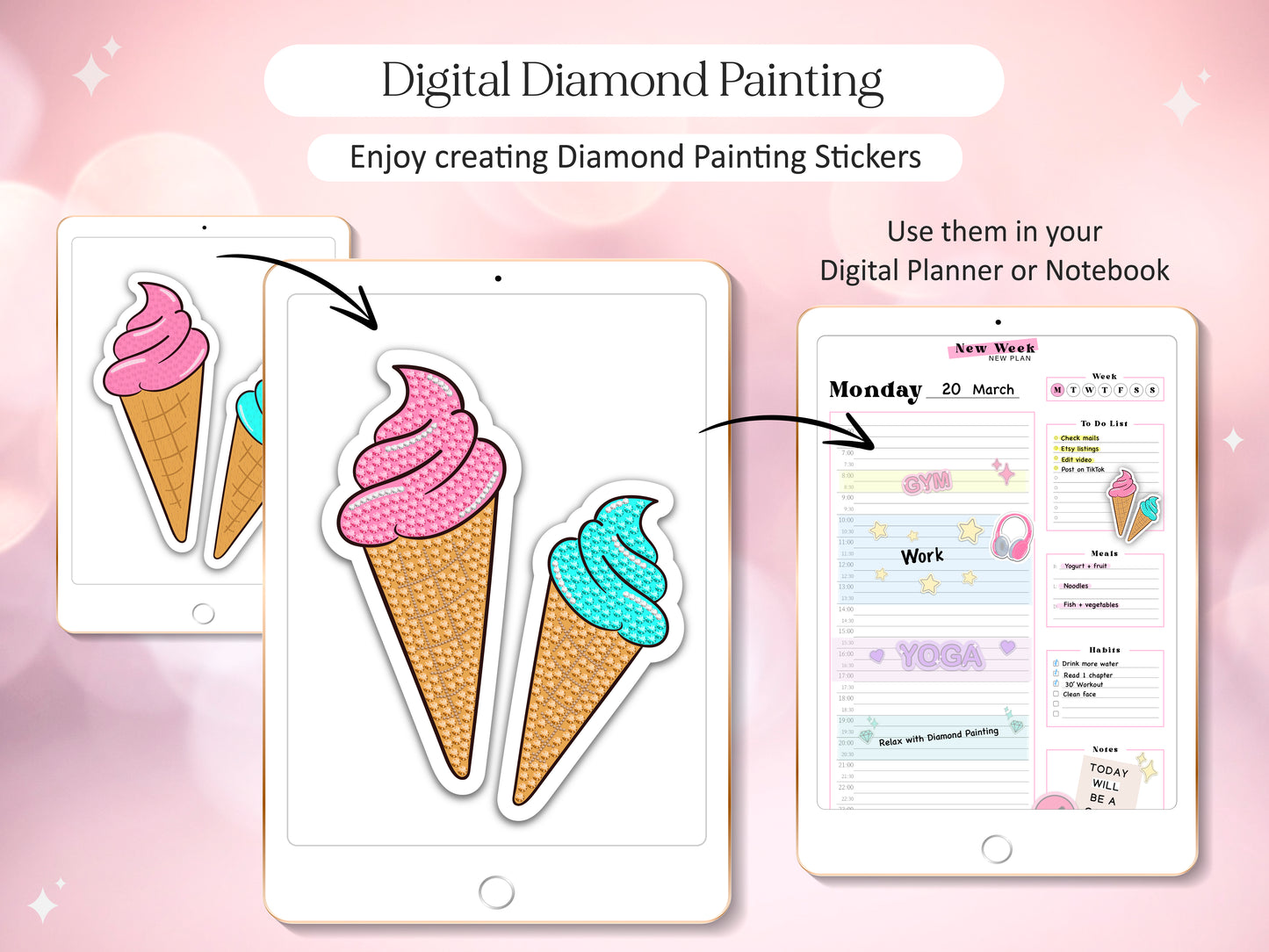 Digital Diamond Painting Stickers