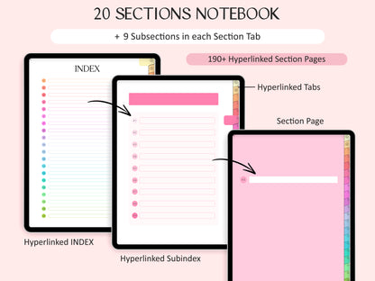 Libreta Digital 20 Secciones + Digital Stickers Notes