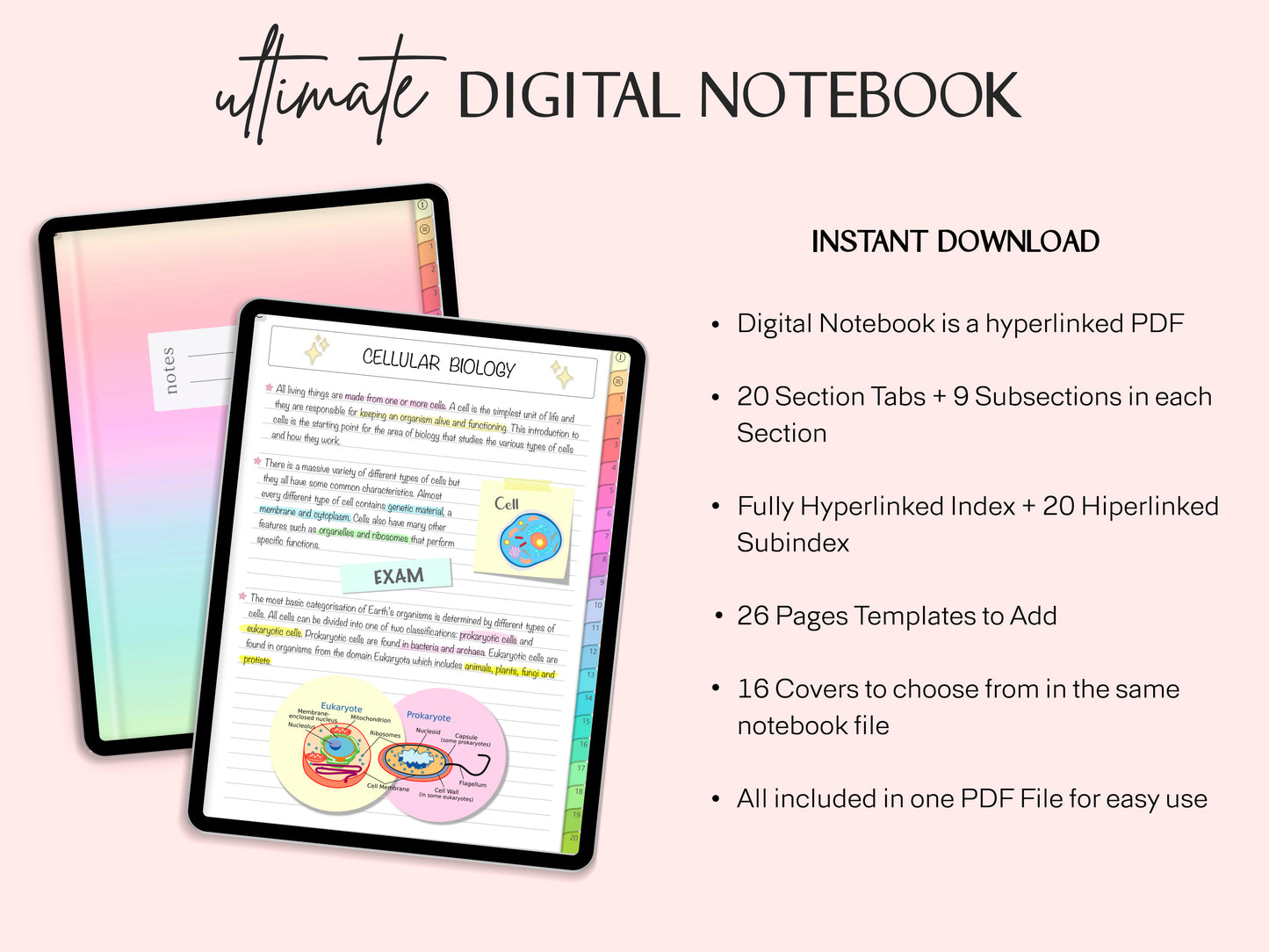 Libreta Digital 20 Secciones + Digital Stickers Notes