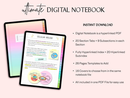 Libreta Digital 20 Secciones + Digital Stickers Notes