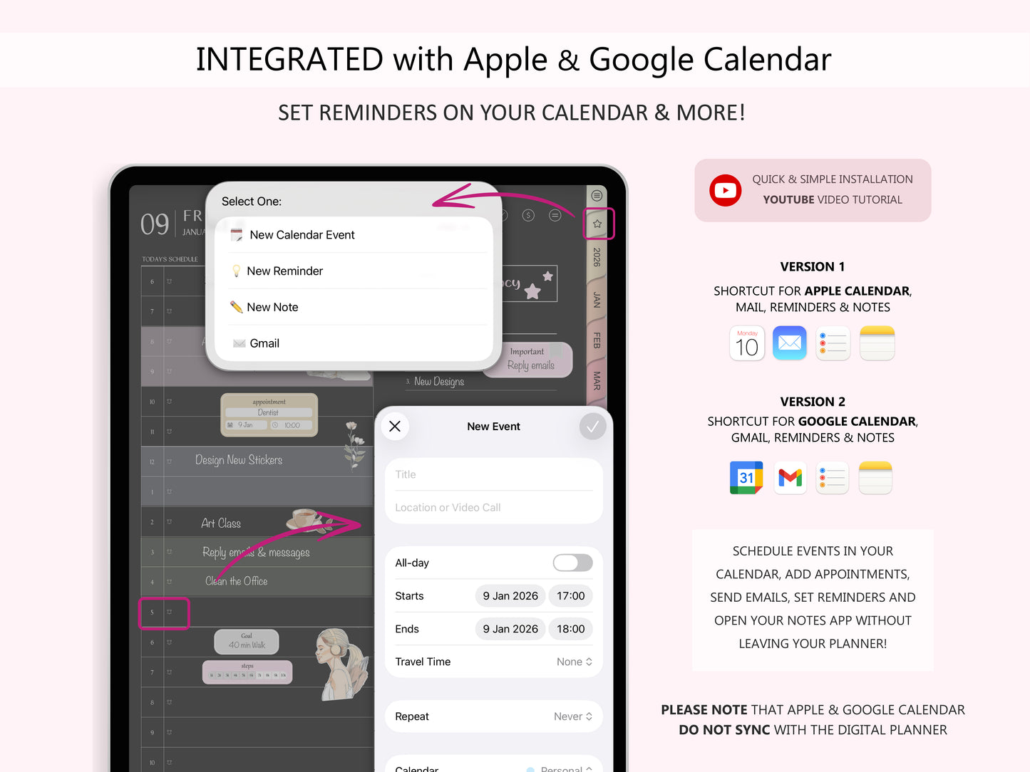 2026 Agenda Digital Modo Oscuro (Inglés)