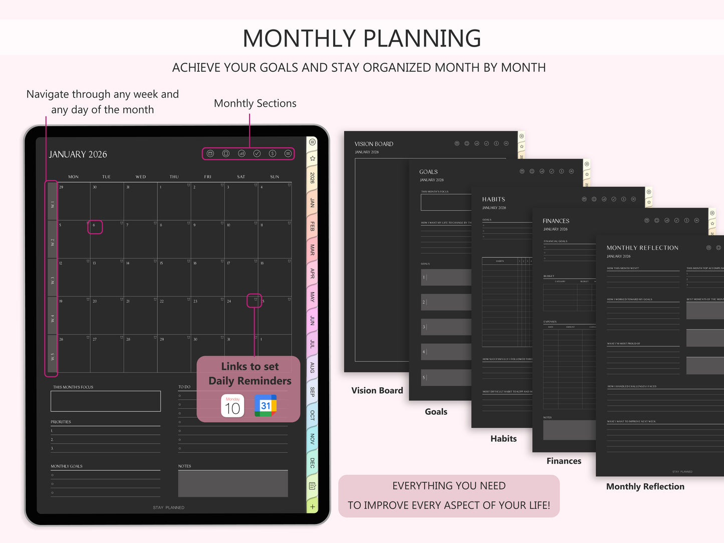 2026 Agenda Digital Modo Oscuro (Inglés)