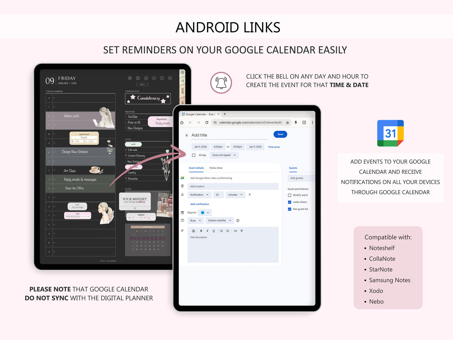 2026 Agenda Digital Modo Oscuro (Inglés)