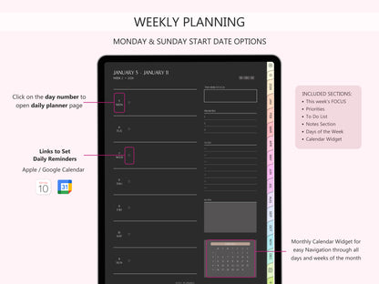 2026 Agenda Digital Modo Oscuro (Inglés)