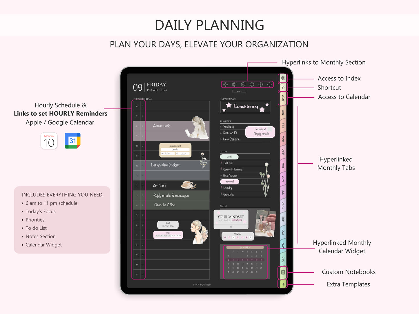 2026 Agenda Digital Modo Oscuro (Inglés)