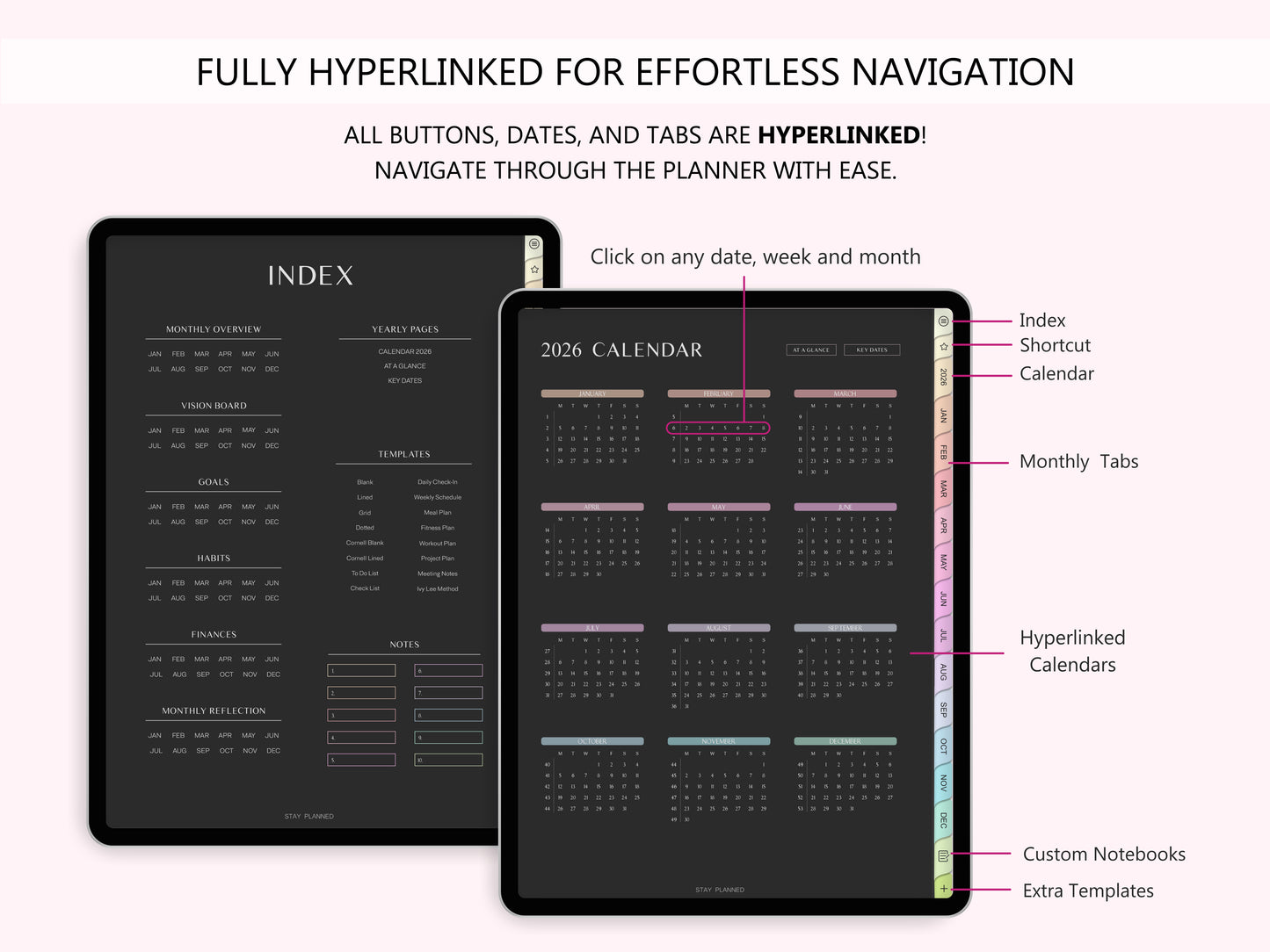 2026 Agenda Digital Modo Oscuro (Inglés)