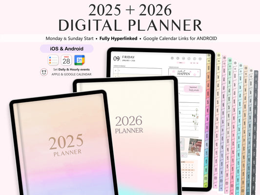 BUNDLE Digital Planner 2025 + 2026 (Inglés)