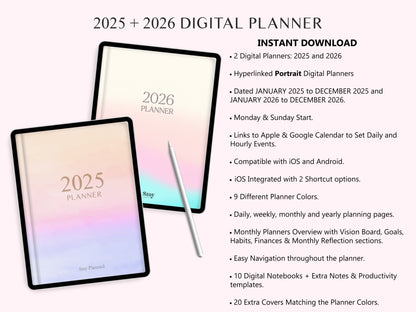 BUNDLE Digital Planner 2025 + 2026 (Inglés)